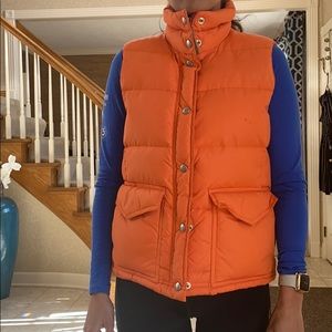 Orange J Crew vest.